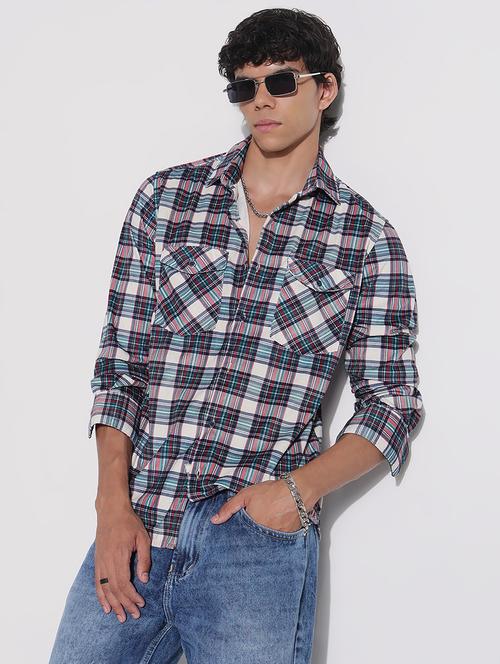 men checkered long sleeve regular fit casual shirt - 21923999 -  Standard Image - 0