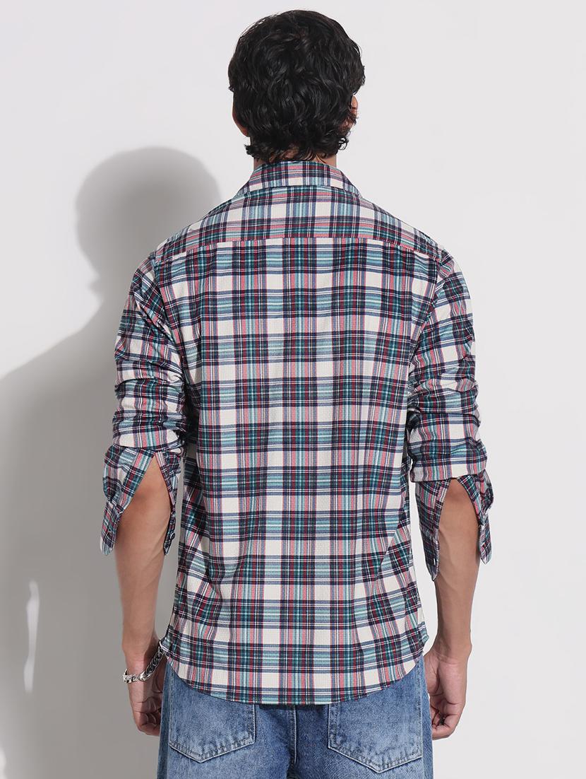 men checkered long sleeve regular fit casual shirt - 21923999 - Standard Image - 4