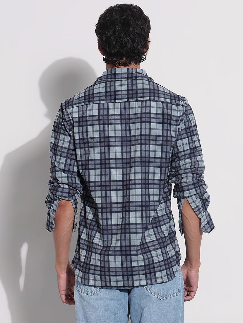 men checkered long sleeve regular fit casual shirt - 21924000 - Standard Image - 4