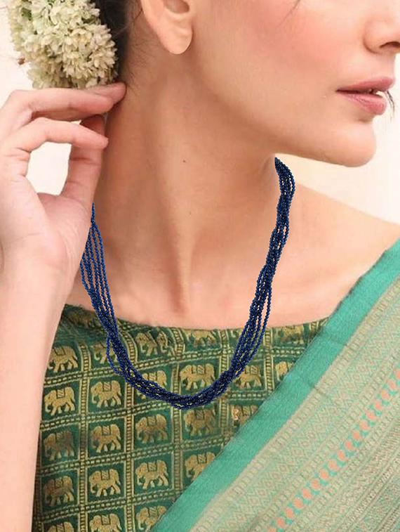 women blue crystal long necklace - 21924041 - Standard Image - 4