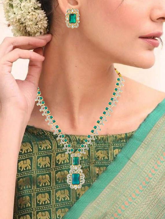 brass gold mrs ambani replica necklace set - 21924049 - Standard Image - 4