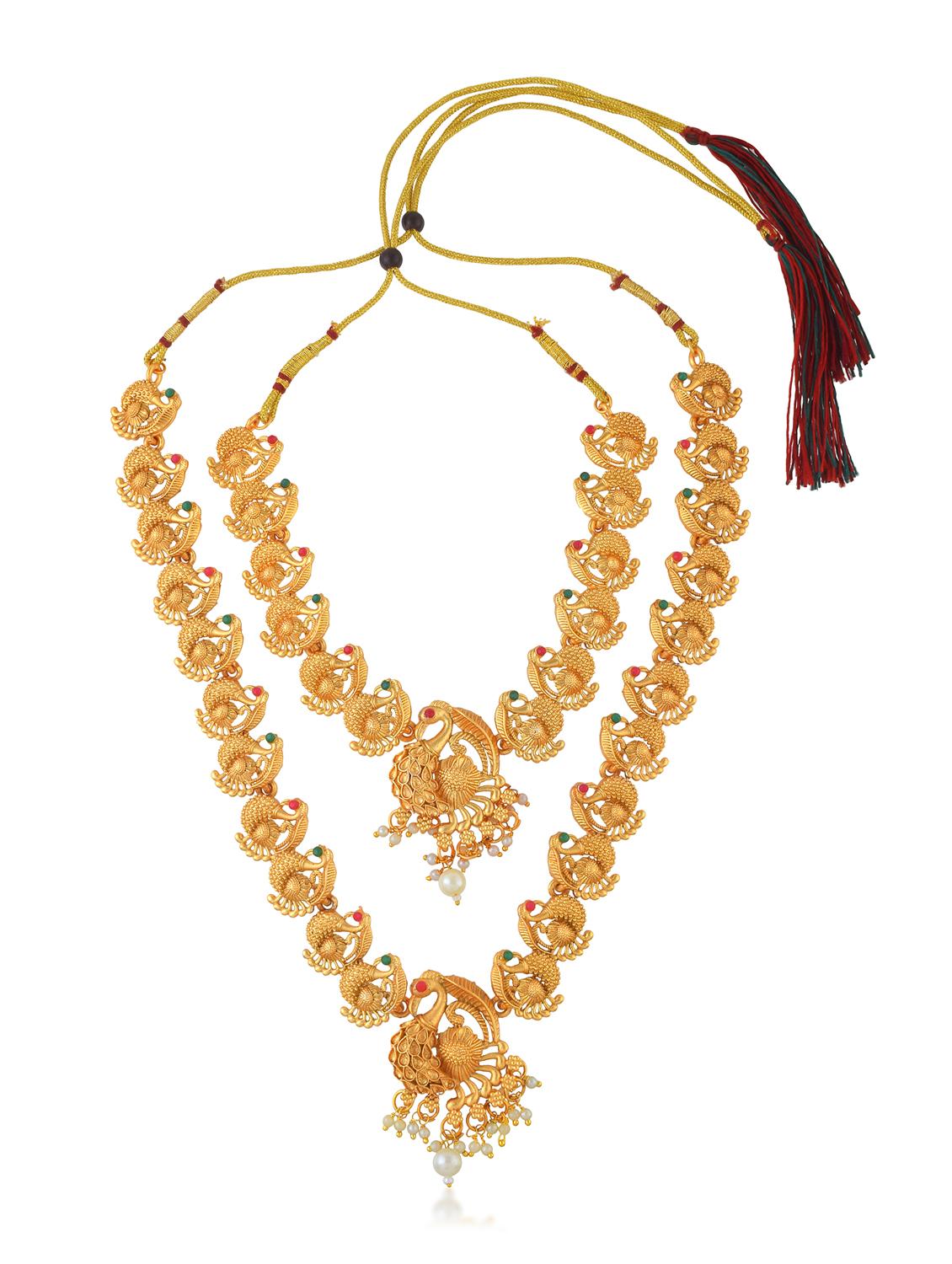 brass buff gold peacock motif necklace set women - 21924051 -  Standard Image - 1