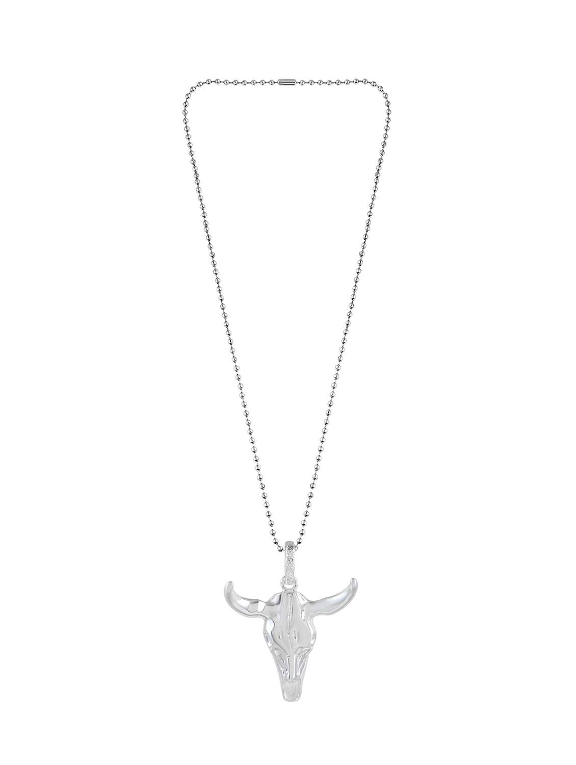 brass silver plated bull head pendant men - 21924352 - Standard Image - 1