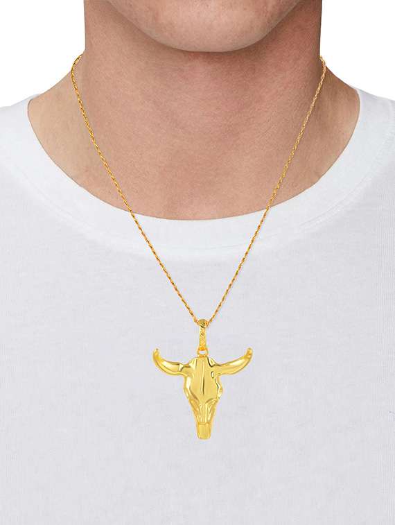 brass gold plated bull head pendant - 21924356 - Standard Image - 4