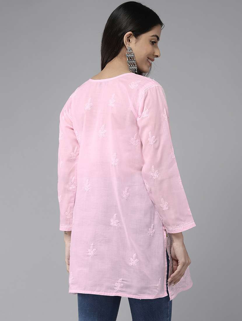women chikankari long sleeve straight kurti - 21924468 - Standard Image - 1