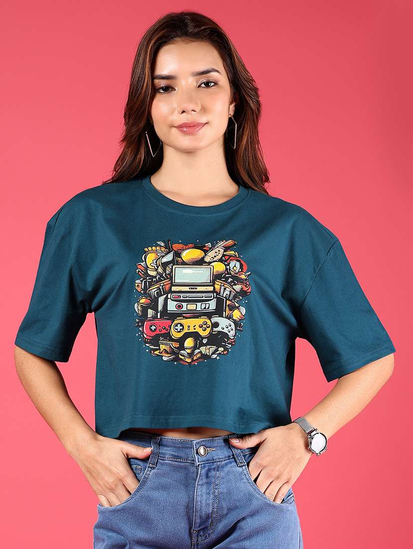 women printed short sleeves boxy t-shirt - 21924517 -  Standard Image - 1