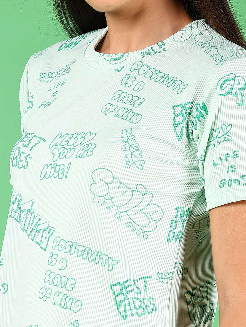 women typograhic printed short sleeves top - 21924531 -  Standard Image - 4