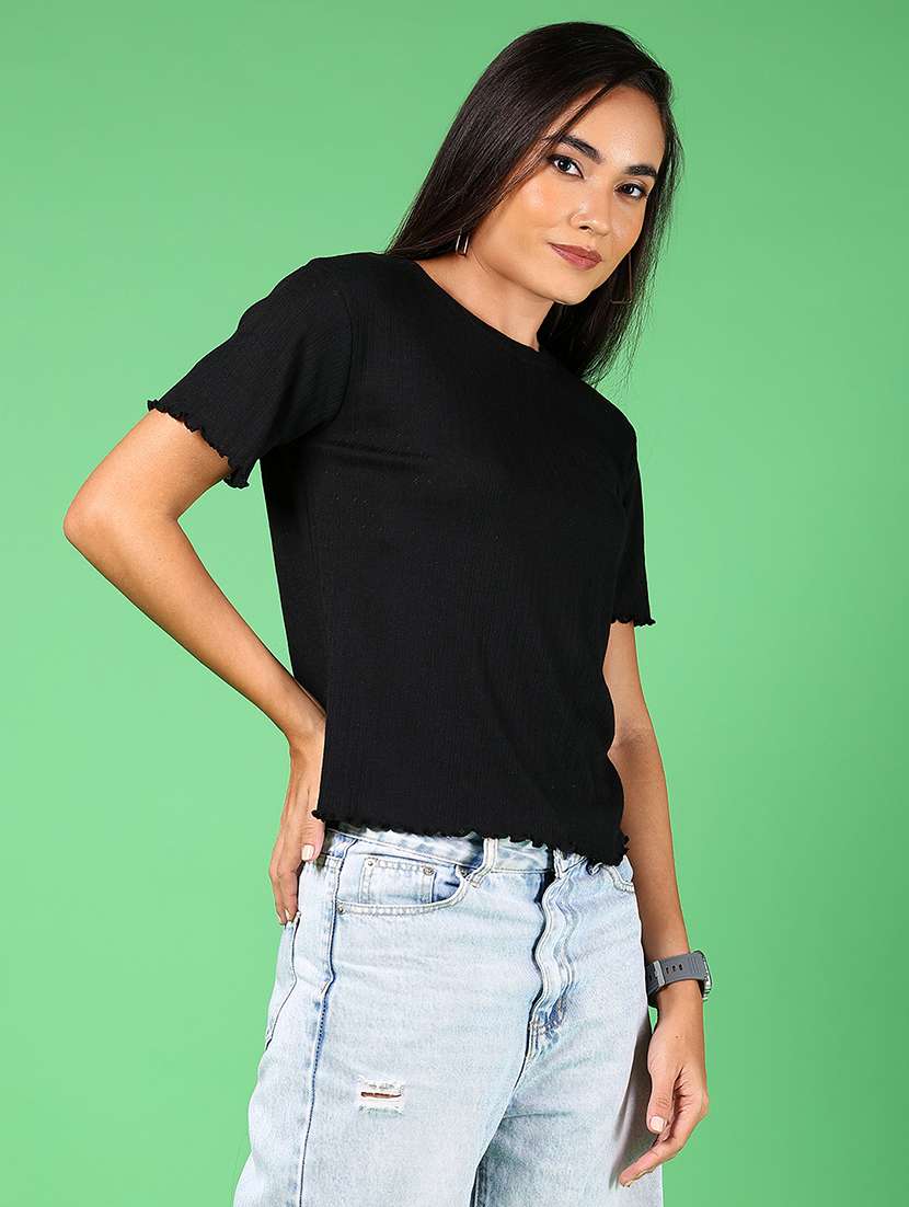 women solid short sleeves top - 21924534 - Standard Image - 1