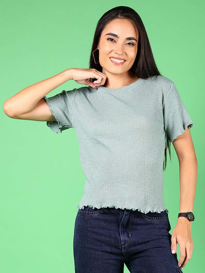 women solid short sleeves regular top - 21924542 -  Standard Image - 1