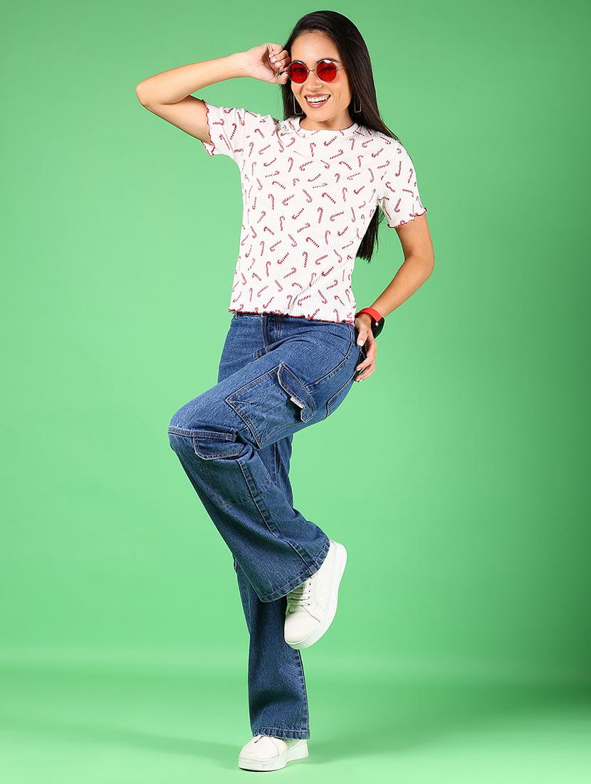 women printed short sleeves regular top - 21924546 - Standard Image - 4