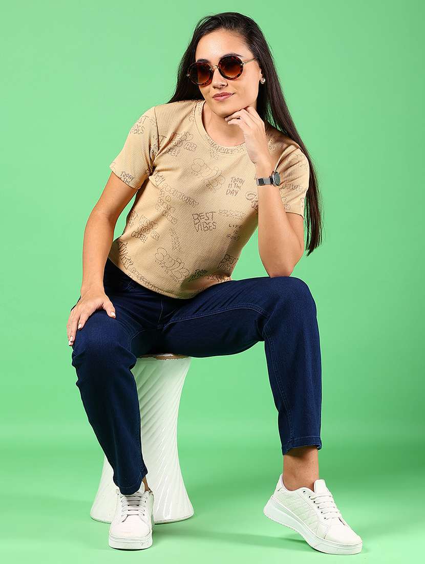 women typograhic printed short sleeves top - 21924563 -  Standard Image - 4