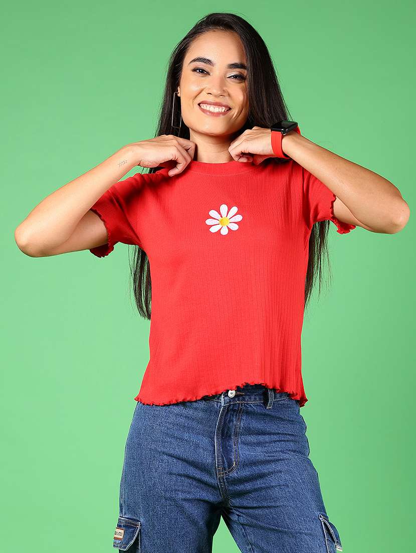 women solid short sleeves regular top - 21924565 - Standard Image - 1