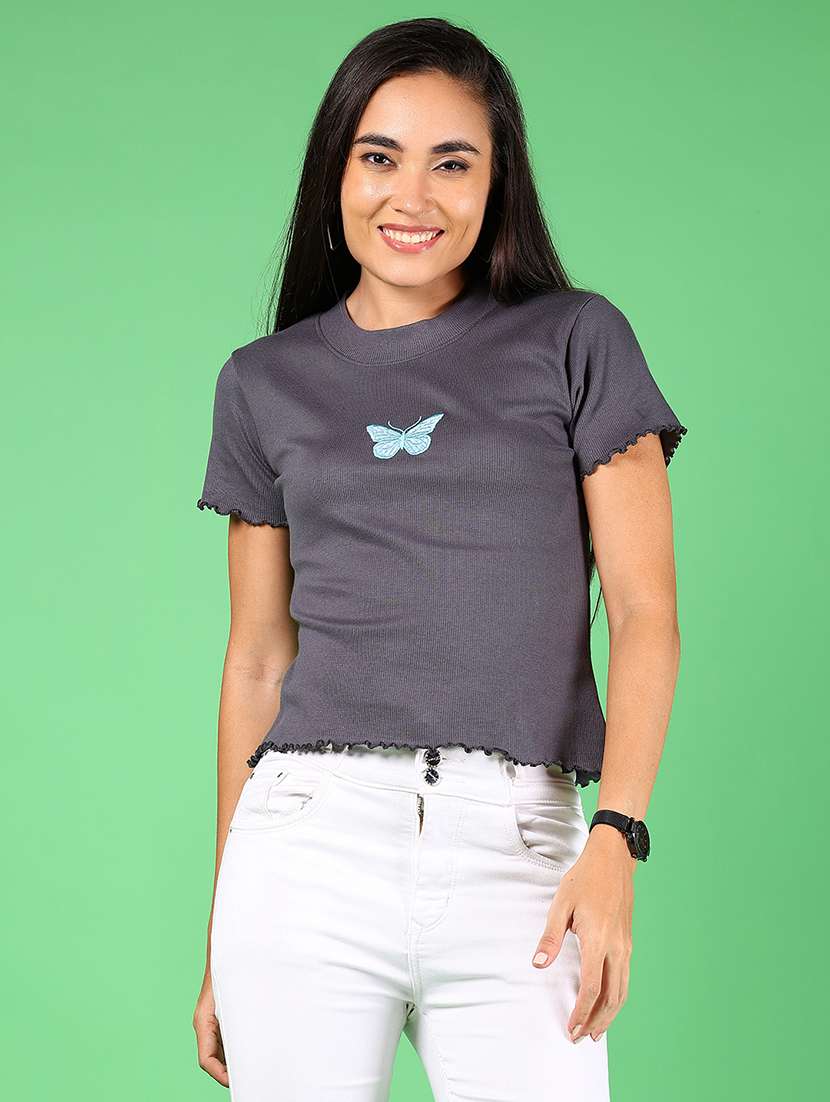 women solid short sleeves regular top - 21924571 -  Standard Image - 1