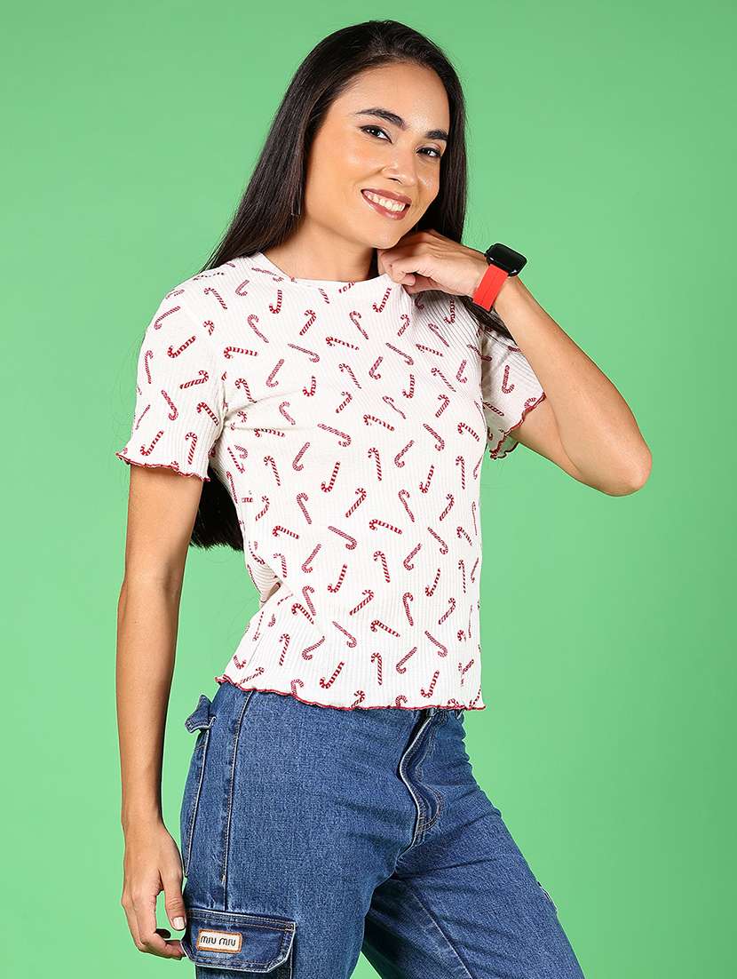 women printed short sleeves regular top - 21924579 -  Standard Image - 1