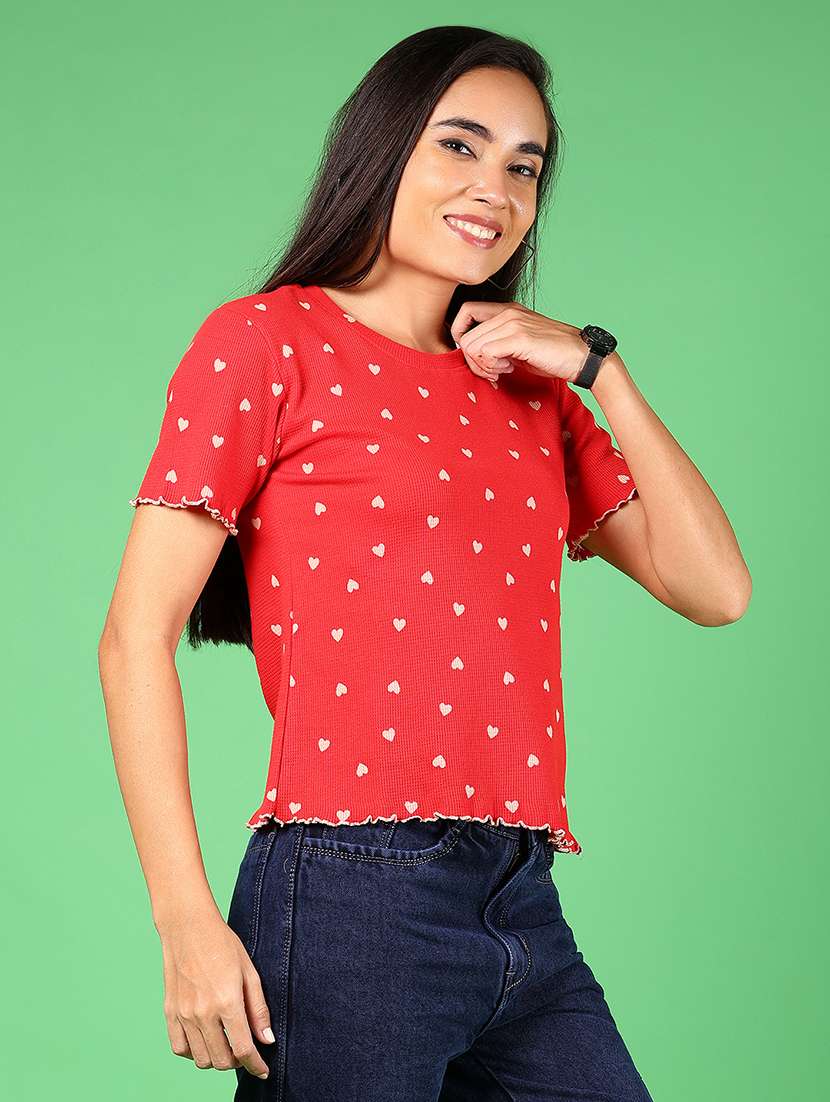 women printed short sleeves regular top - 21924582 - Standard Image - 1