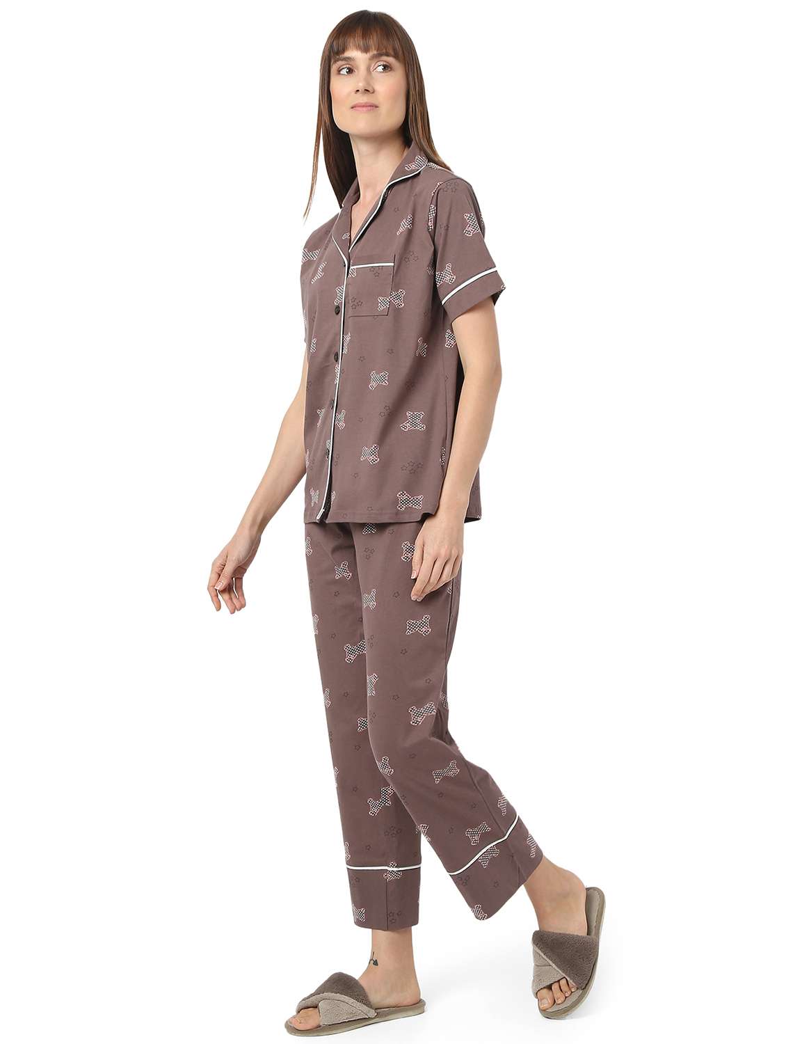 women printed nightwear pyjama set - 21924590 -  Standard Image - 1