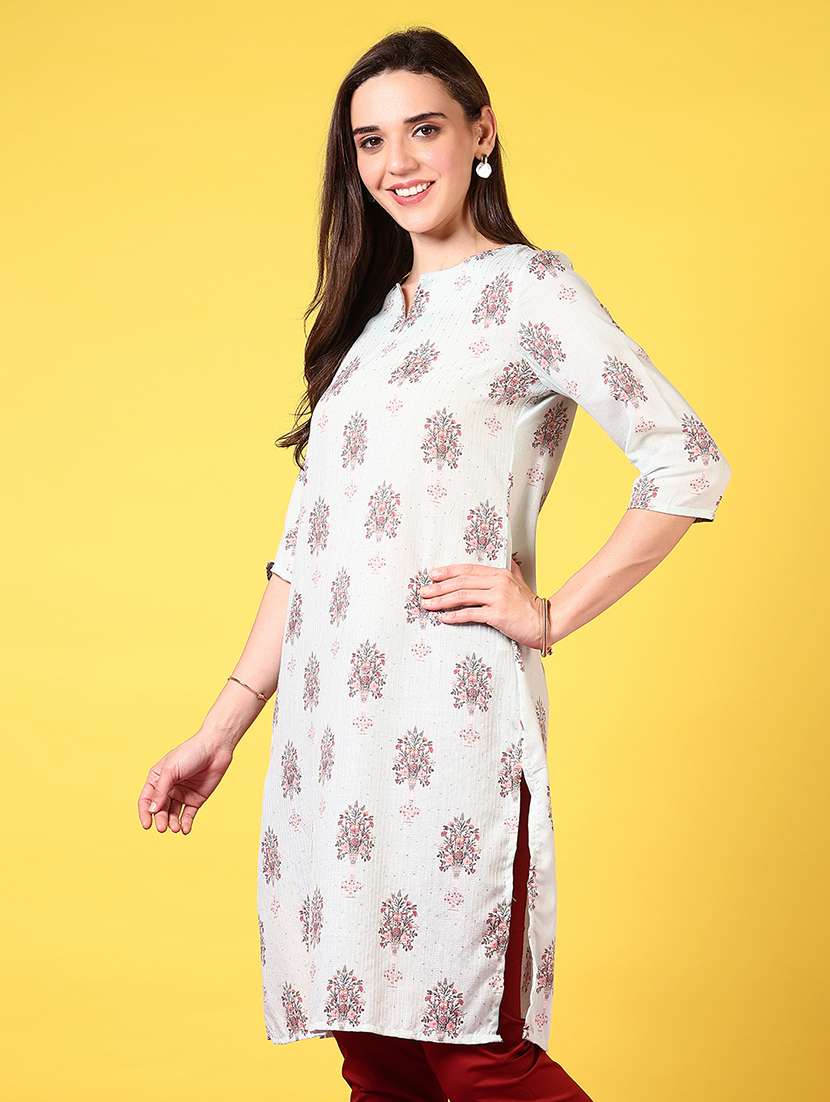 women three quarter sleeve straight kurta - 21924648 - Standard Image - 1