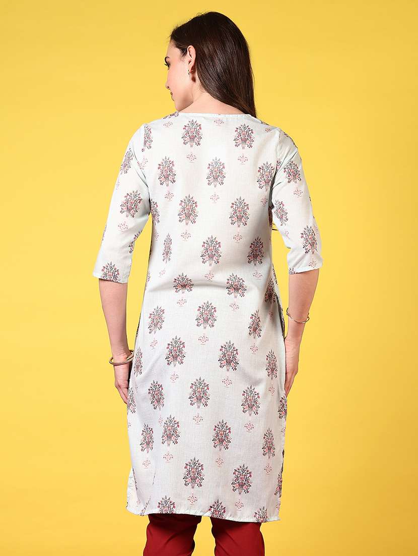 women three quarter sleeve straight kurta - 21924648 - Standard Image - 4