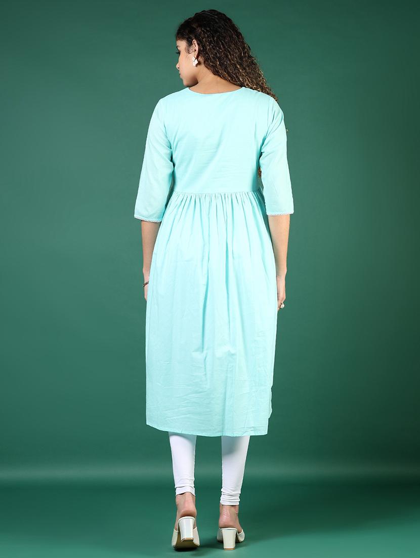 women three quarter sleeve a-line kurta - 21924654 - Standard Image - 4