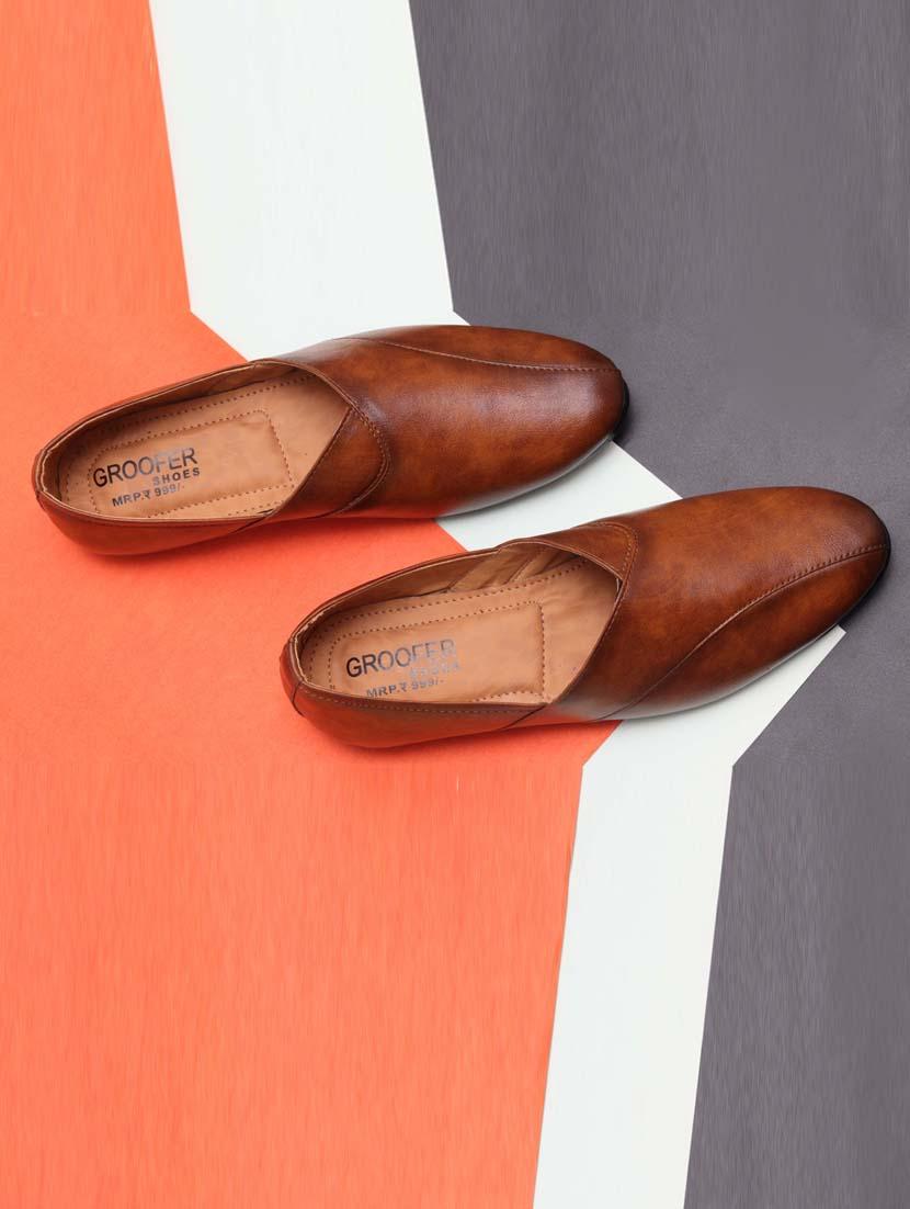 men brown solid slip on loafer - 21924659 -  Zoom Image - 0