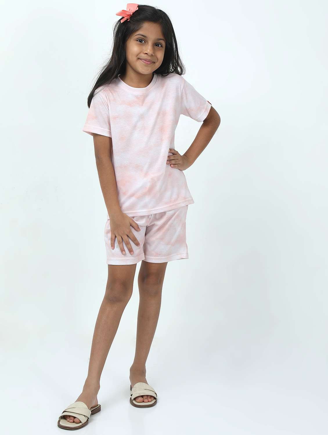 girls tie & dye printed shorts & t-shirt co-ords set - 21924831 -  Standard Image - 1