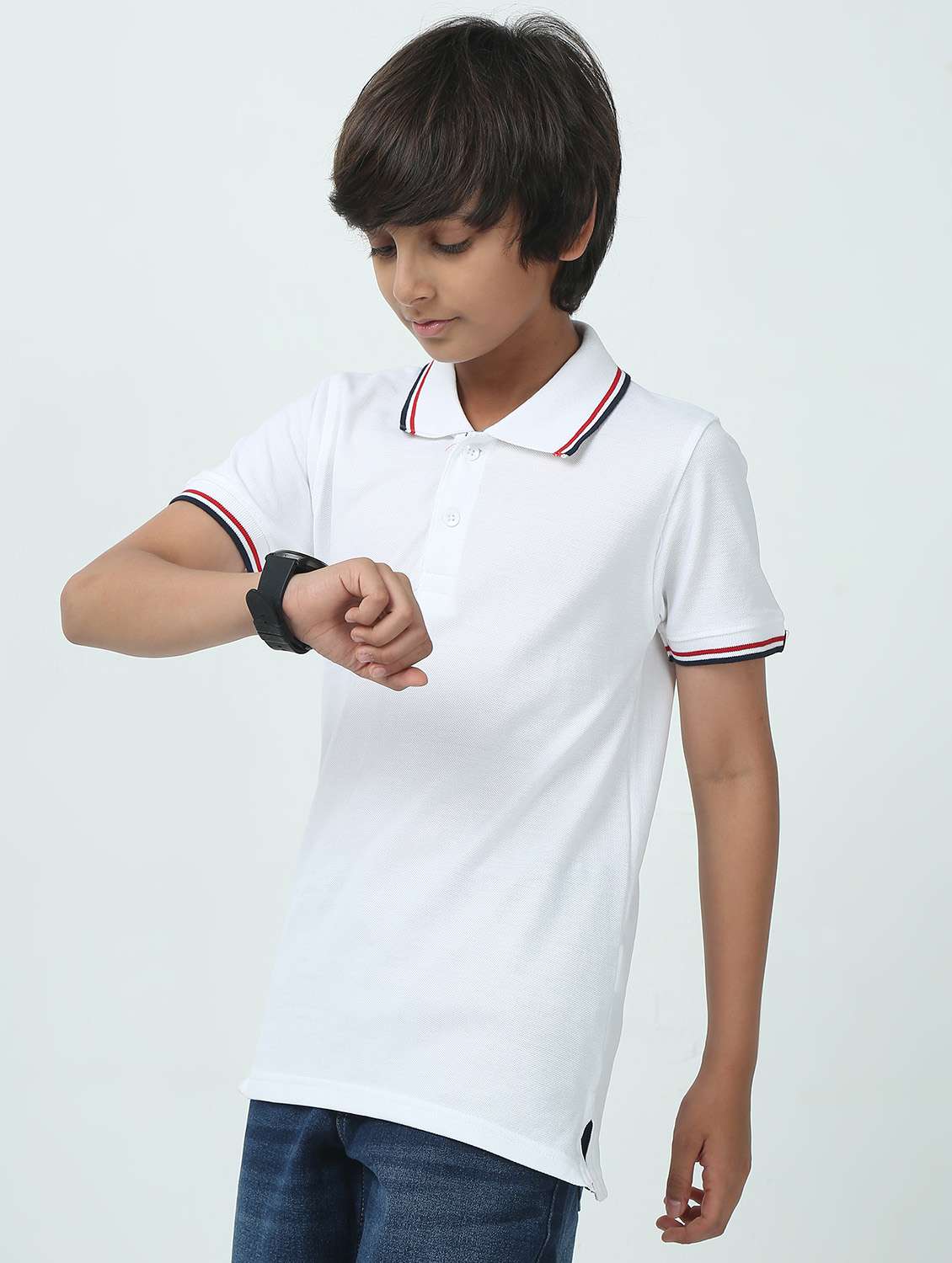 boys solid short sleeve polo t-shirt