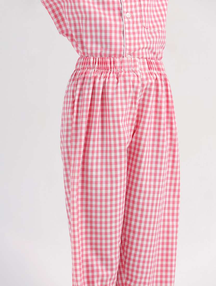 girls pink checkered pyjama set nightwear - 21924886 -  Standard Image - 4