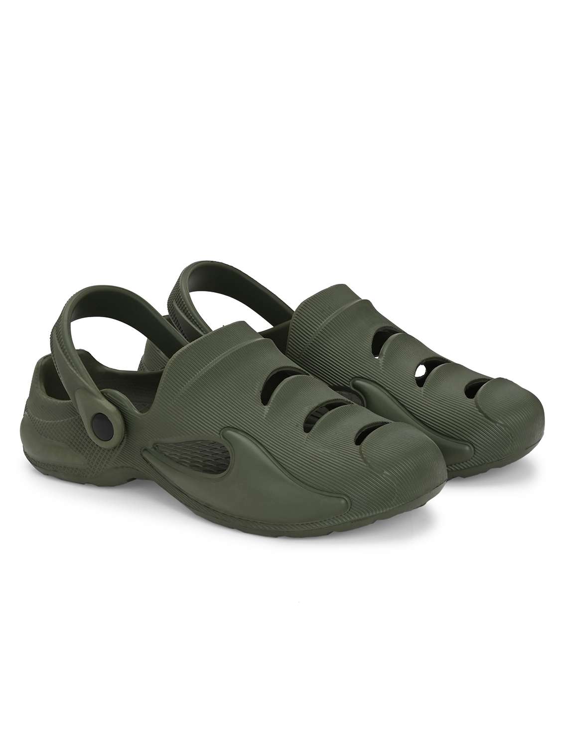 men olive solid slip on clog - 21924889 -  Standard Image - 1