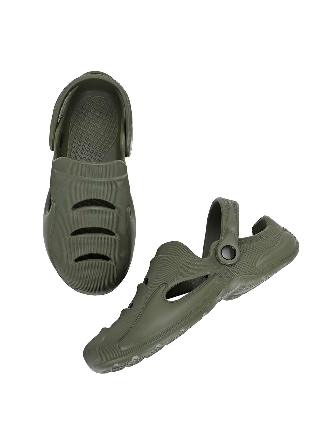 men olive solid slip on clog - 21924889 - Standard Image - 4