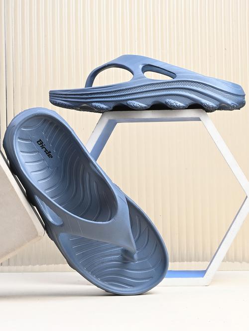 men blue solid slip on slipper - 21924892 -  Standard Image - 0