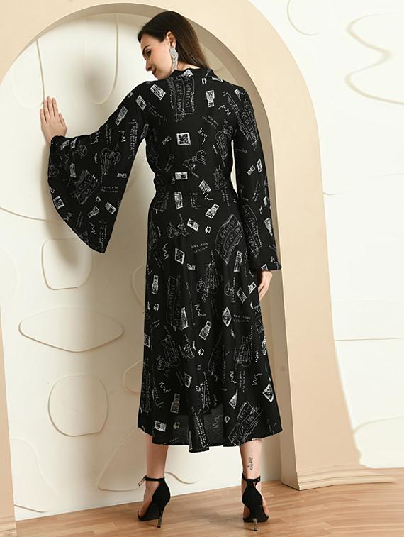 women printed flared sleeve fit & flare dress - 21924893 - Standard Image - 4