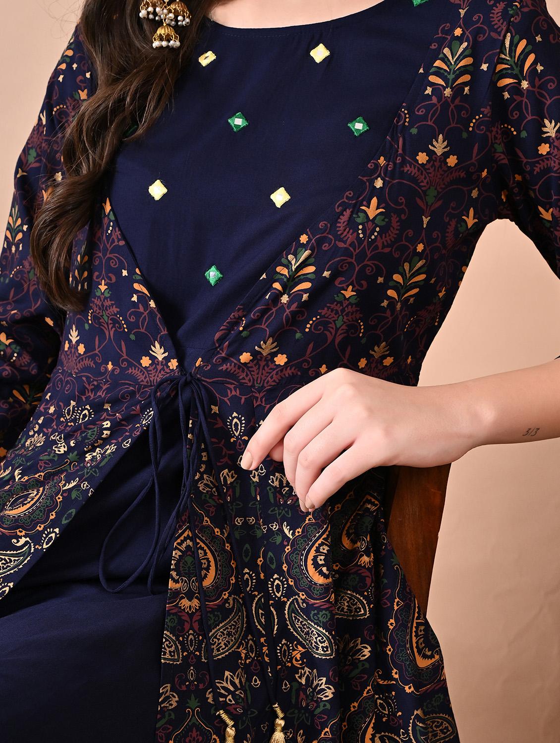 women three quarter sleeve layered kurta - 21924905 - Standard Image - 4