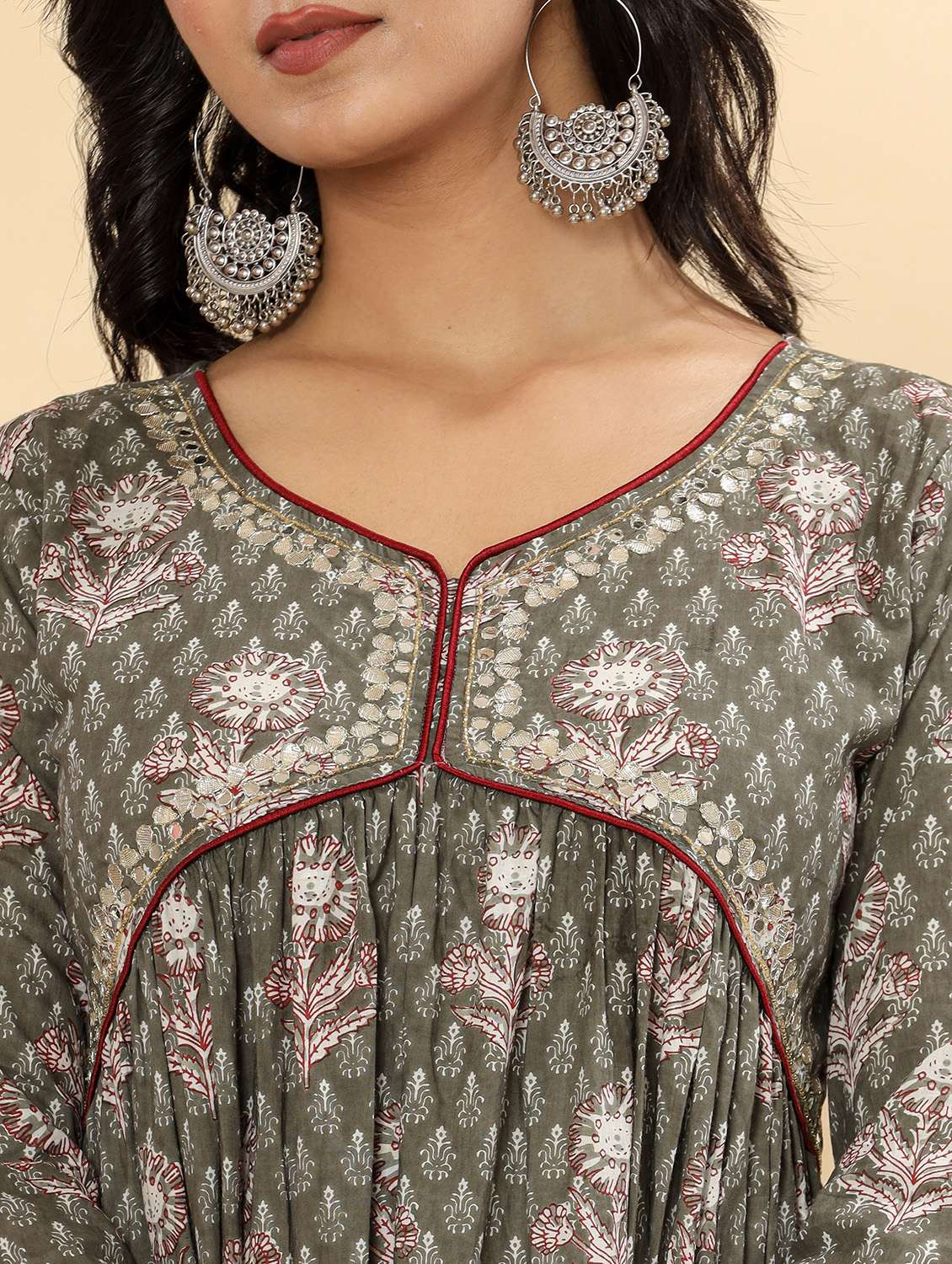 women three quarter sleeve ethnic dress - 21924925 - Standard Image - 4