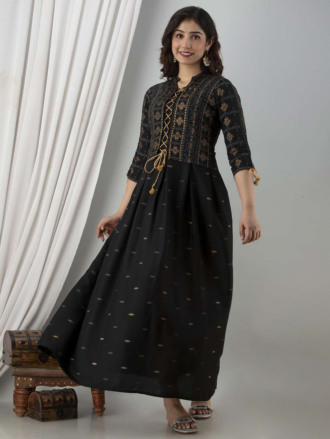 women three quarter sleeve ethnic dress