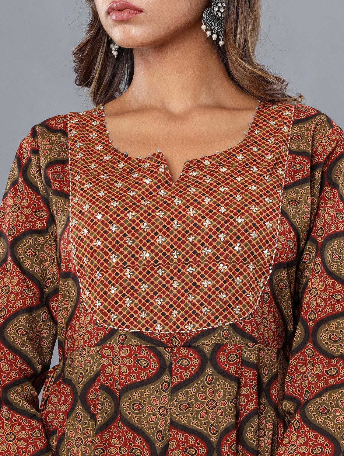 women three quarter sleeve ethnic dress - 21924933 - Standard Image - 4
