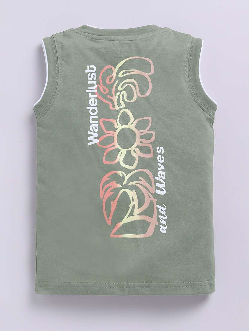 kids printed round neck sleeveless t-shirt - 21924943 - Standard Image - 1