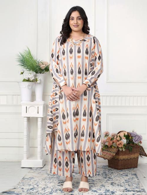 women ikat long sleeve kurta palazzo set - 21924959 -  Standard Image - 0