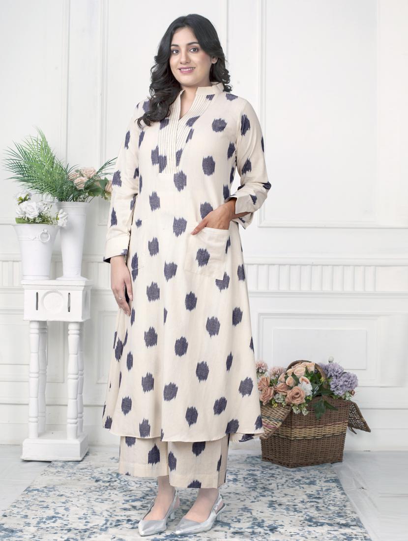 women ikat long sleeve kurta palazzo set - 21924961 - Standard Image - 1