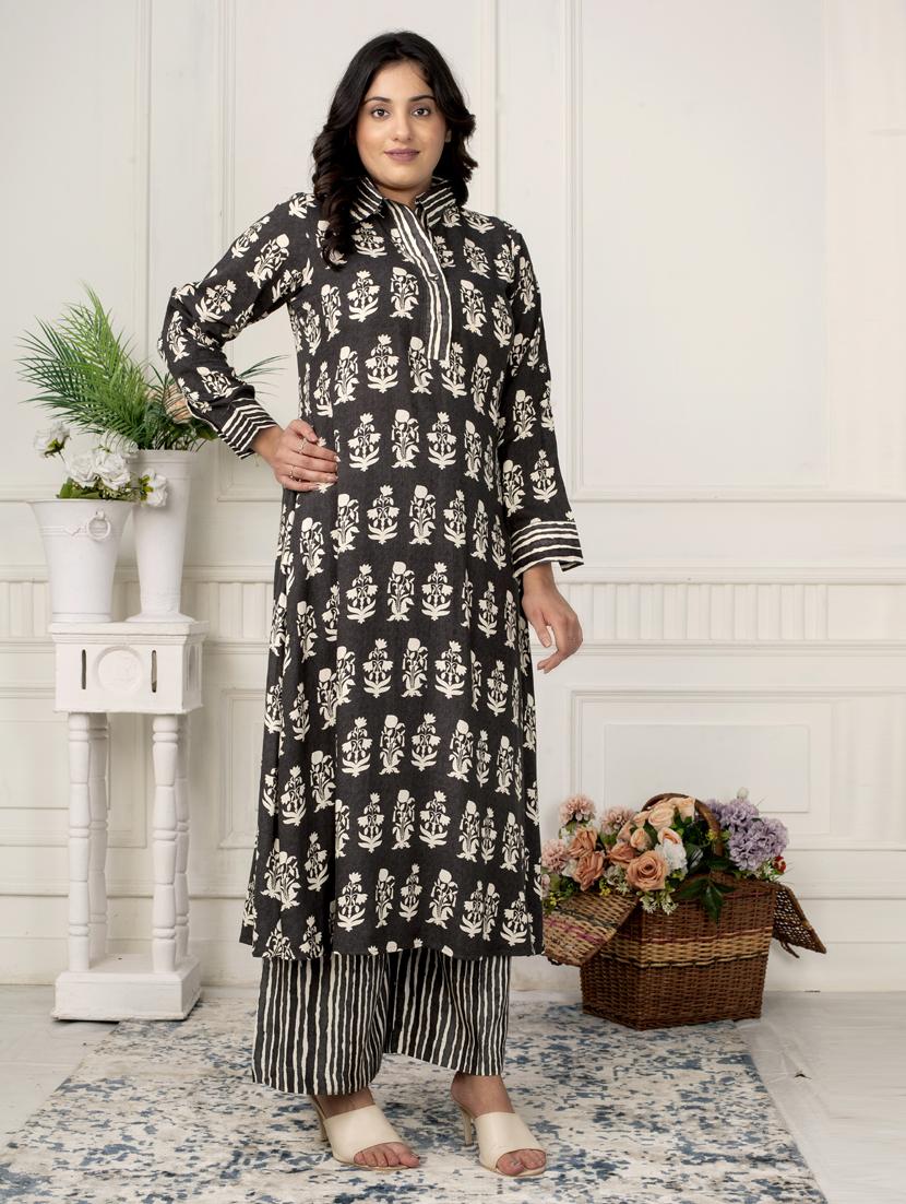 women printed long sleeve kurta palazzo set - 21924976 - Standard Image - 1