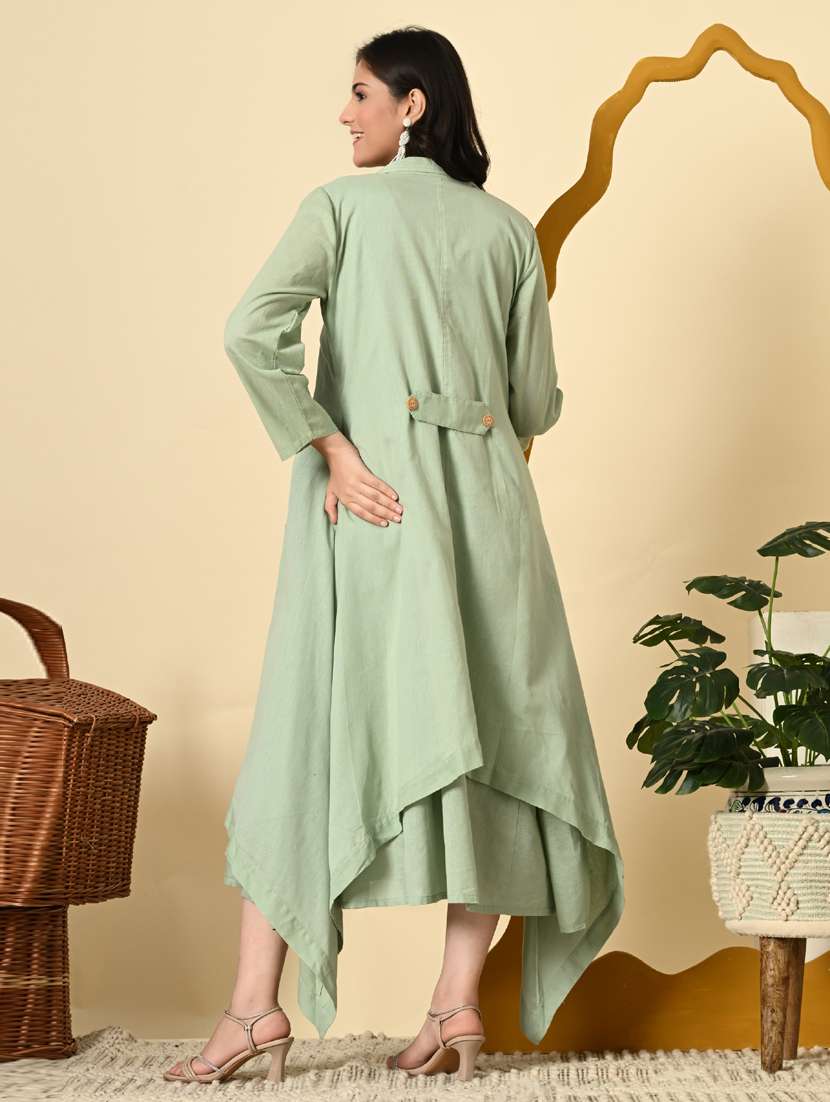 women solid three quarter sleeve ethnic dress - 21925003 -  Standard Image - 4