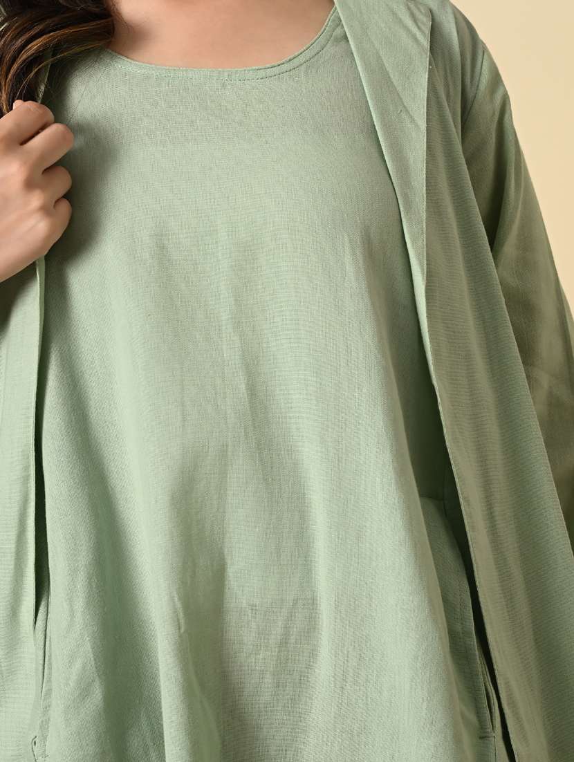 women solid three quarter sleeve ethnic dress - 21925003 -  Standard Image - 9