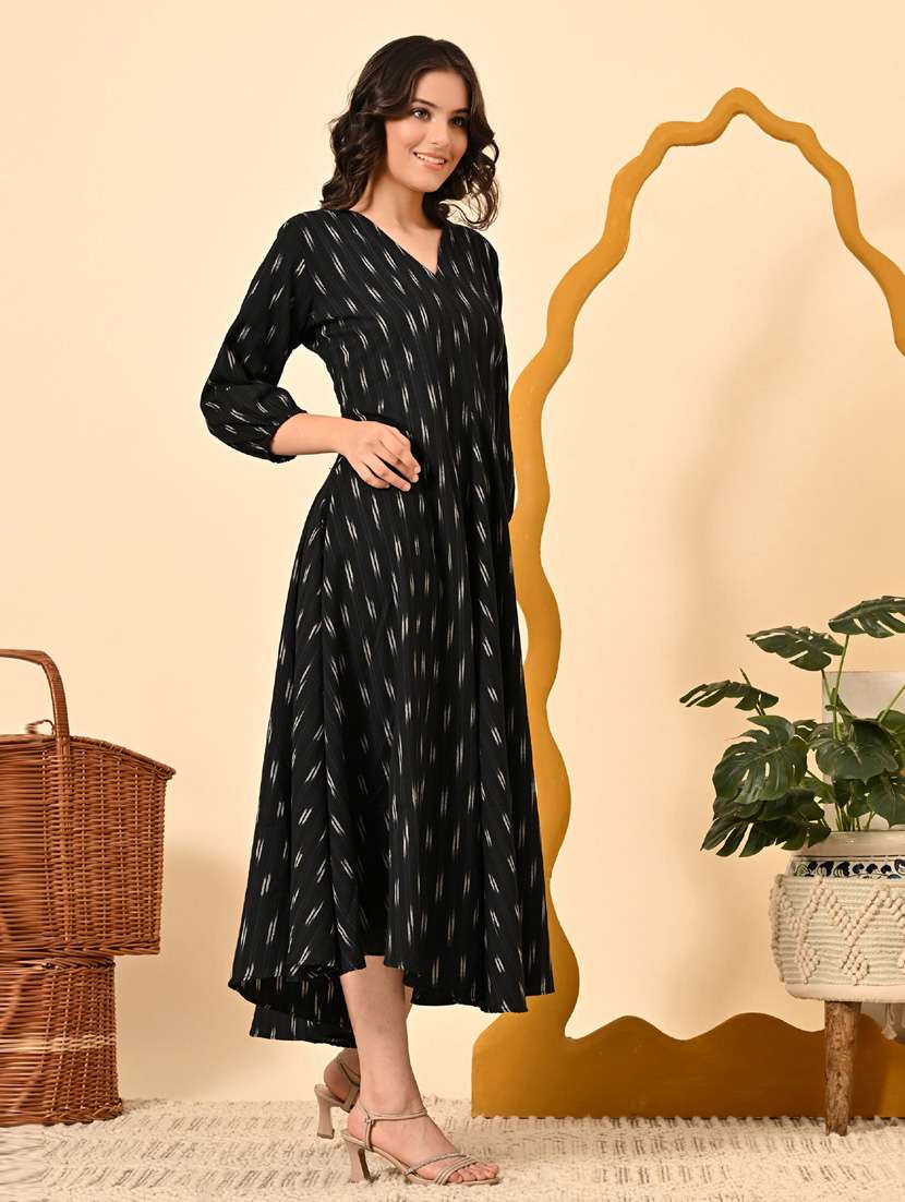 women ikat print three quarter sleeve ethnic dress - 21925005 -  Standard Image - 1