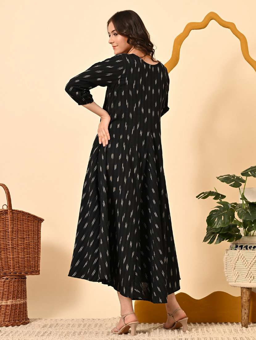 women ikat print three quarter sleeve ethnic dress - 21925005 -  Standard Image - 4