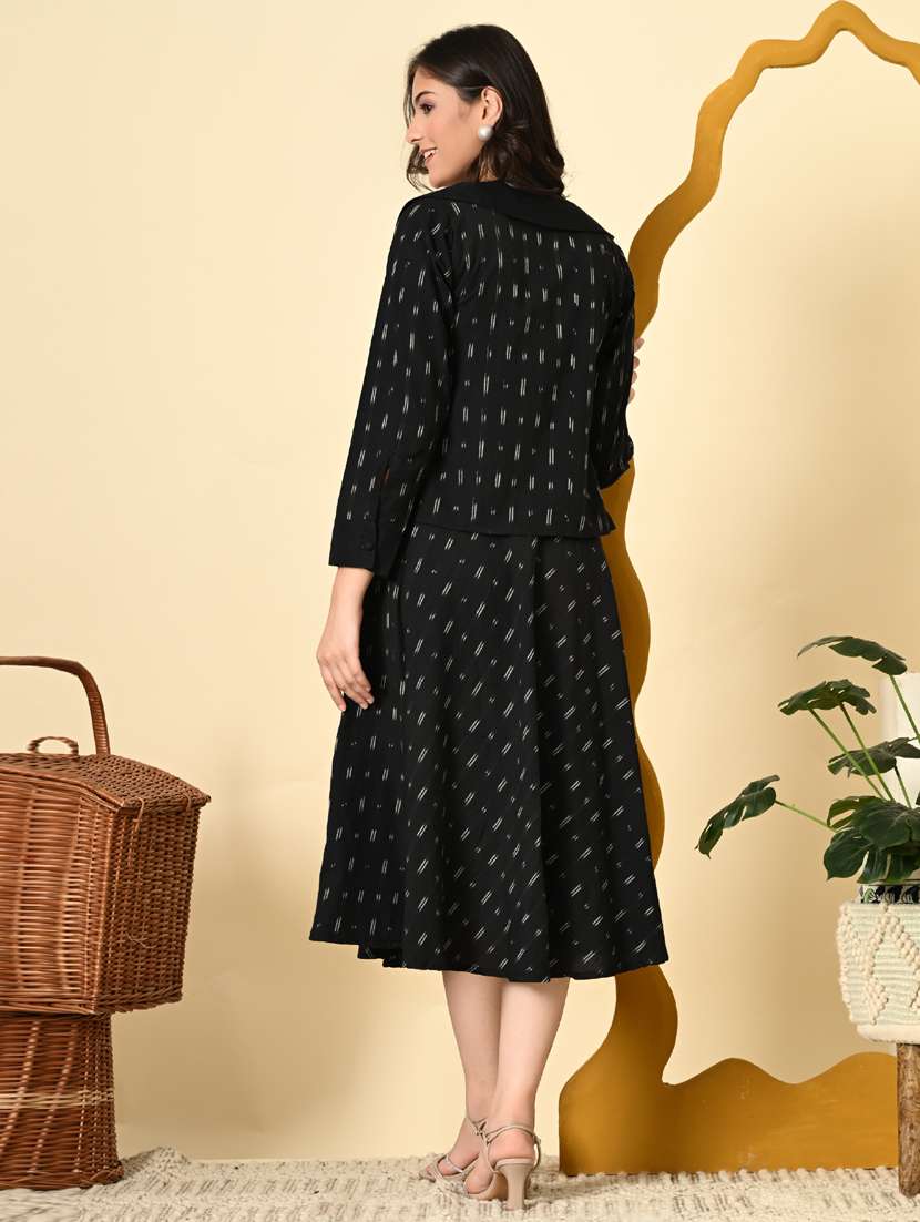 women black ikat print long sleeve ethnic dress - 21925010 -  Standard Image - 4