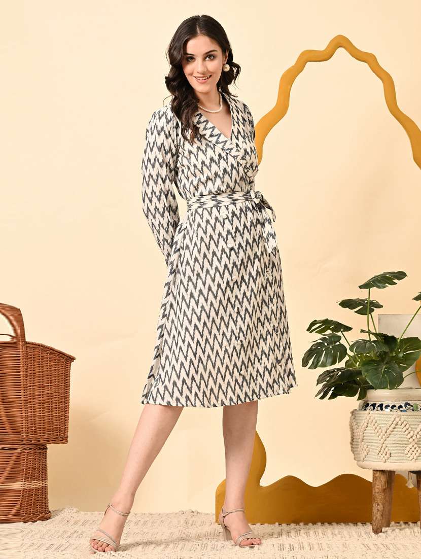 women ikat print three quarter sleeve ethnic dress - 21925011 - Standard Image - 6