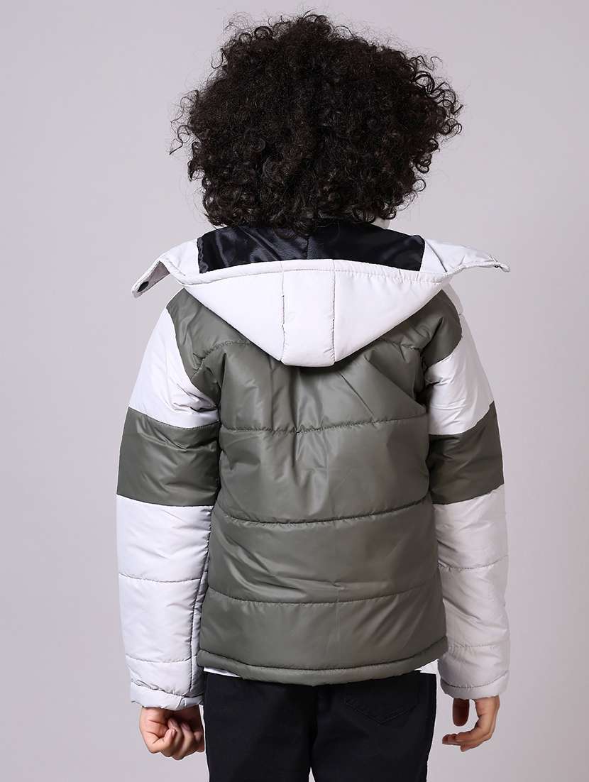 boys color blocked long sleeve hooded quilted jacket  - 21925098 -  Standard Image - 4