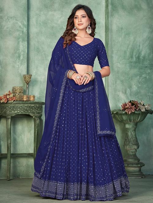 women sequined flared semi stitched lehenga - 21925200 -  Standard Image - 0