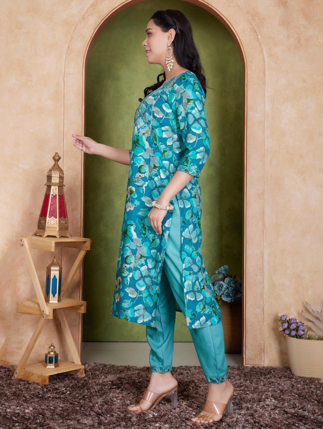 women three quarter sleeve kurta pant with dupatta set - 21925215 -  Standard Image - 1