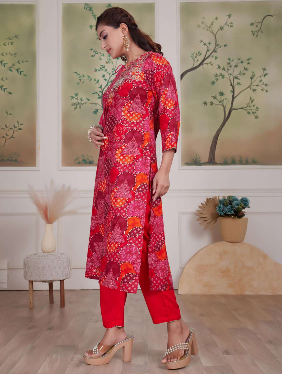 women three quarter sleeve kurta pant with dupatta set - 21925224 -  Standard Image - 1