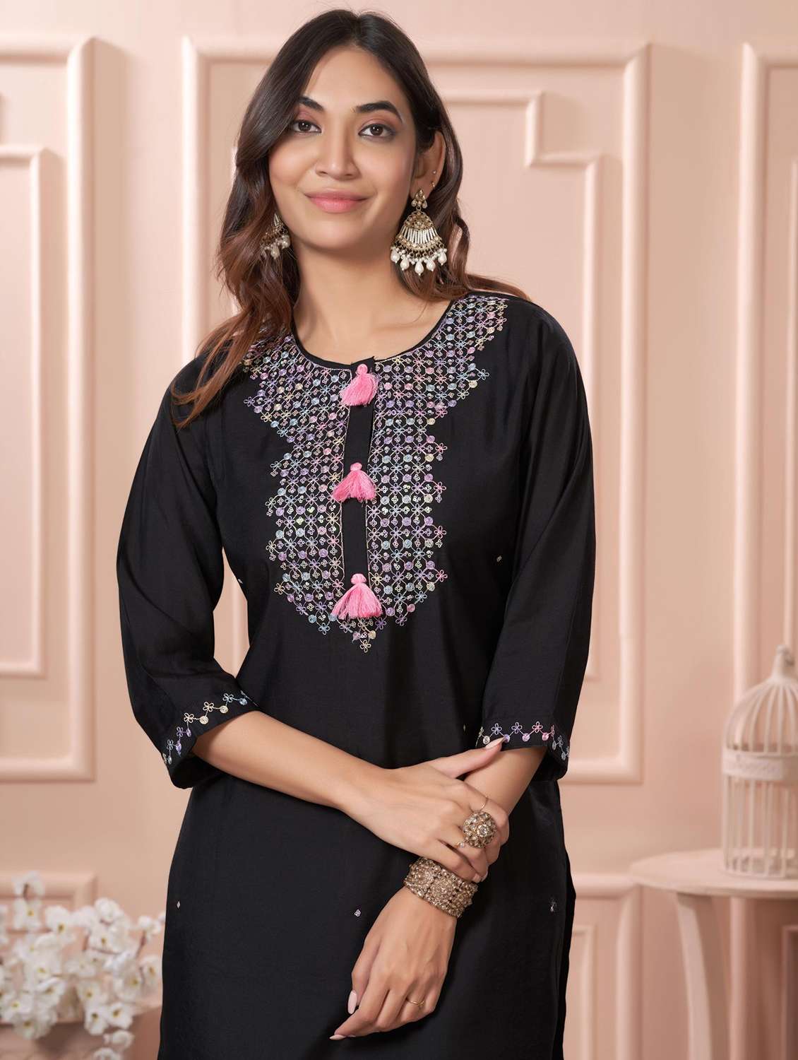 women three quarter sleeve kurta pant with dupatta set - 21925258 - Standard Image - 4